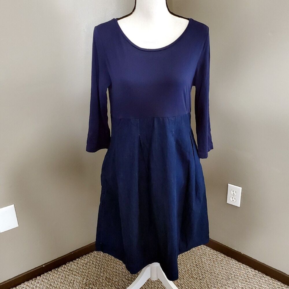 COS Dress Womens Size Medium Blue Cotton Chambray Denim Long Sleeve Pockets